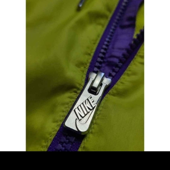 NIKE Windrunner Jacket Women's Large Hooded Purple Neon Yellow Colorblock Lined - Picture 4 of 8